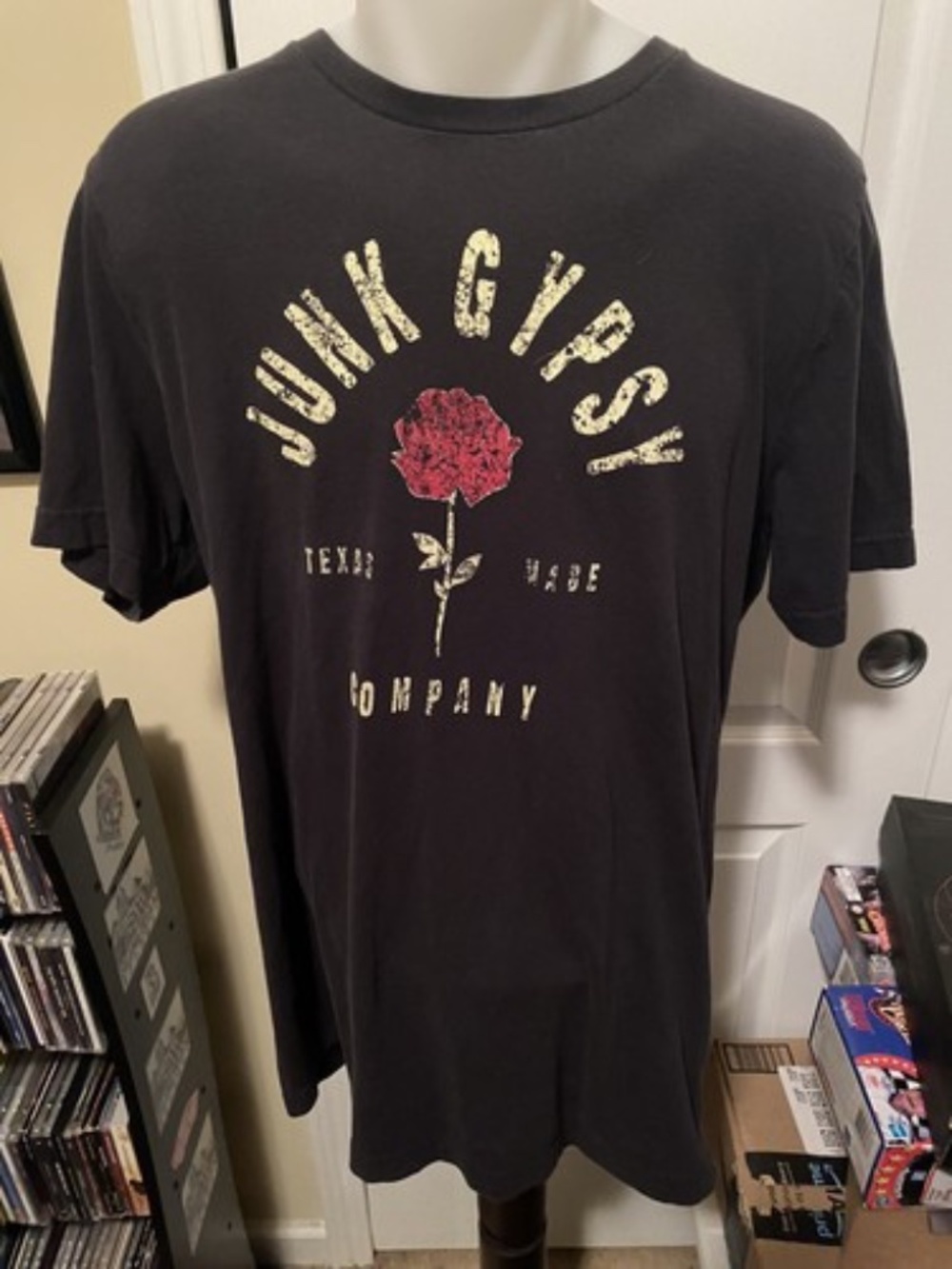 Junk Gypsy Texas Rose Company Graphic Tee Black Short Sleeve Unisex Large